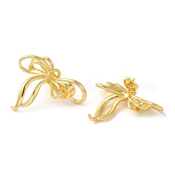 Orecchini a bottone in ottone con bowknot da donna&nbsp;EJEW-Z067-01G