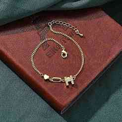 Messing Micro Pave klare Zirkonia Link Armbänder&nbsp;BJEW-U020-18G