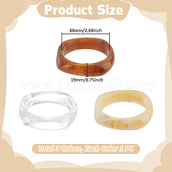 3 Stück Armreifen-Set aus Acryl in 3 Stilen mit Marmor-Imitation für Frauen&nbsp;BJEW-FI0001-11