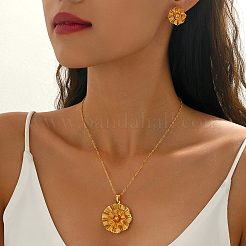 Vintage-Ohrstecker und Halsketten-Sets aus Messingblumen im Vintage-Stil für Damen&nbsp;YM9449