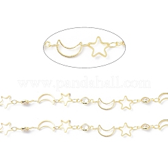 Chaînes de perles faites à la main en laiton et zircone cubique&nbsp;CHC-D029-32G