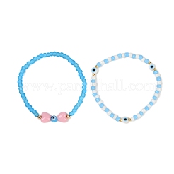 2 bracelet extensible en perles de rocaille en verre pour femme&nbsp;BJEW-JB11693