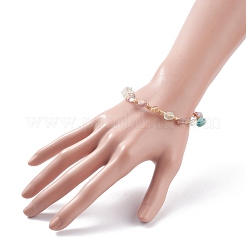 Braccialetto di perline intrecciato con fluorite naturale&nbsp;BJEW-JB07997-02