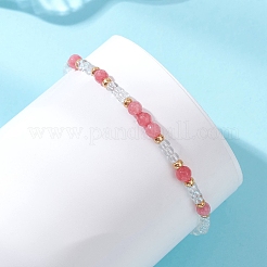 Pulseras elásticas de piedras preciosas naturales y cuentas de vidrio para mujer&nbsp;BJEW-MZ00344