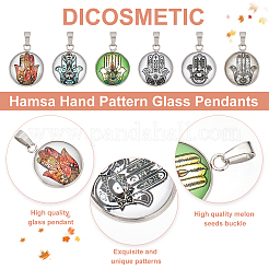 24 Stück Glasanhänger mit Hamsa-Hand-Muster in zwei Farben&nbsp;GLAA-DC0001-01