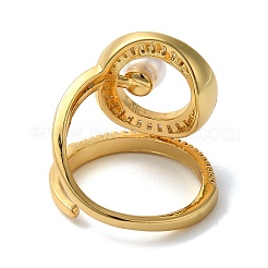 Anello di placcatura in ottone micro pavé di anelli aperti con zirconi cubici trasparenti&nbsp;RJEW-H235-01G