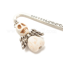 Marcapáginas turquesa sintético teñido calavera con alas&nbsp;AJEW-JK00180-03