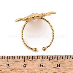 Bague ouverte en acier inoxydable 304 avec fleur pour femme&nbsp;LS-RJEW-M049-04G
