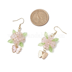 Orecchini pendenti a forma di fiore con farfalla in acciaio inossidabile 304&nbsp;EJEW-MZ00455-01