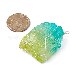 Gros pendentifs enveloppés de fil de cuivre de quartz naturel brut brut galvanisé&nbsp;PALLOY-JF02283-01