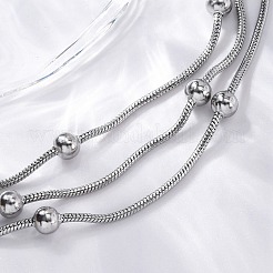 Mehrreihige Kugelarmbänder aus Edelstahl&nbsp;BJEW-L687-01P