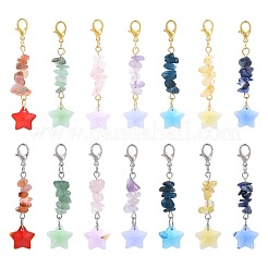 14 pieza de 7 estilos de chip de piedra preciosa con decoraciones colgantes de estrella de vidrio transparente&nbsp;HJEW-FS00102