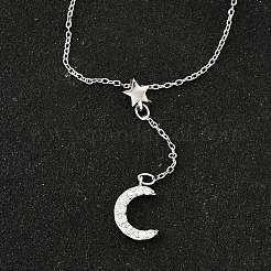 925 Y-Halskette aus Sterlingsilber mit Stern und Mond&nbsp;NJEW-R025-02P