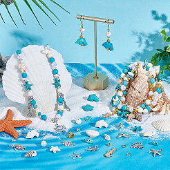 Kits de fabrication de perles synthétiques turquoise et coquillages&nbsp;DIY-PH0031-46