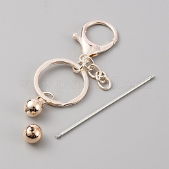 Porte-clés perlé barre de fer pour la fabrication de bijoux bricolage artisanat&nbsp;KEYC-WH0034-32RG