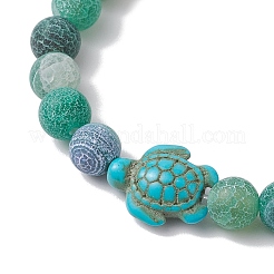 Braccialetti elastici con perline rotonde in agata naturale invecchiata e tinta&nbsp;BJEW-JB11074-03