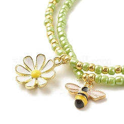 Set di braccialetti elastici con perline di semi di vetro da 2 pezzo&nbsp;BJEW-JB08088-05