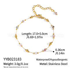 Gliederarmband aus Edelstahl 304 und facettierten Rondellperlen aus Naturstein für Damen&nbsp;TY8099-3