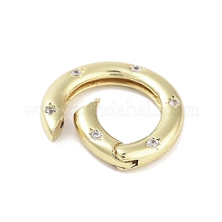Anneaux de porte à ressort en zircone cubique transparent micro pave en laiton&nbsp;KK-M293-54G