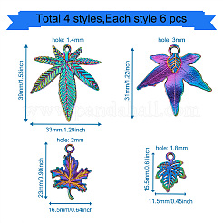 24 stücke 4 stil regenbogenfarben legierung anhänger&nbsp;FIND-YS0001-04-NR