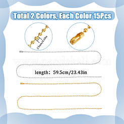 30 collier à chaîne à billes en fer de 2 couleurs&nbsp;MAK-SP0001-06A