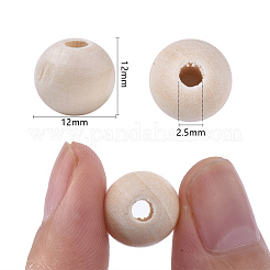 Natürliche unfertige Holzperlen&nbsp;WOOD-S651-A12mm-LF