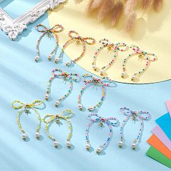 Orecchini pendenti con fiocco di perline e perline in plastica ABS&nbsp;EJEW-JE05302