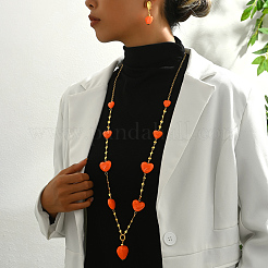 Eleganti orecchini e collane vintage in resina di ferro a forma di cuore per donna&nbsp;ZO7352