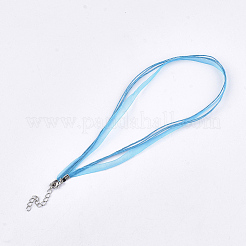 Gewachste Schnur- und Organza-Band-Halskette&nbsp;X-NCOR-T002-274
