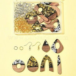 Kits de fabrication de boucles d'oreilles en résine opaque et bois de noyer&nbsp;DIY-FS0007-84