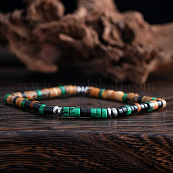 Bracelets extensibles pour hommes en perles de malachite synthétique&nbsp;NI3669