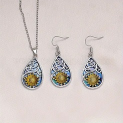 Sets aus Halsketten mit Emaille-Anhängern und Ohrhängern&nbsp;WG48F3E-03