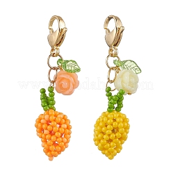 Adornos colgantes de mango con cuentas de vidrio hechas a mano&nbsp;HJEW-MZ00348