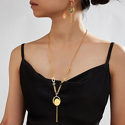 Vintage-Ohrringe und Halskettensets im böhmischen Stil aus Eisen im nahöstlichen Stil mit ovalen Quasten für Damen&nbsp;QM7256