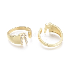 Anelli di polsino in zircone chiaro con micro pavè di ottone&nbsp;RJEW-F103-13R-G