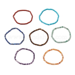7 Stück natürliche rote Aventurin/roter Jaspis/grüner Aventurin/Tigerauge/Türkis/Lapislazuli/Lepidolit Perlen Stretch-Armbänder für Frauen&nbsp;BJEW-JB11670