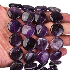 Natürlichen Amethyst flache runde Perle Stränge&nbsp;G-L246-23