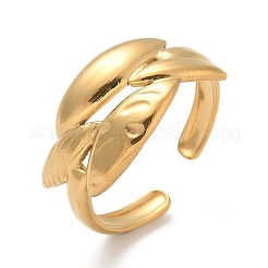 Offene Manschettenringe aus 304er Edelstahl mit Blattmotiv für Unisex&nbsp;RJEW-Q003-04G