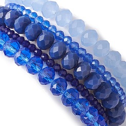 5 Stück 5 Stile facettierte runde Glasperlen Stretch-Armband-Sets&nbsp;BJEW-JB10423-04