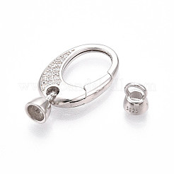925 fermaglio a molla in argento sterling con micro pavé di zirconi cubici trasparenti&nbsp;STER-T008-151P