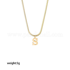 Colliers à chaîne serpent plate avec pendentif initial en acier inoxydable chirurgical 316 pour femmes&nbsp;WGC1053-19