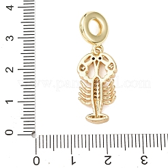 Breloques pendantes européennes en laiton micro pavé de zircones cubiques transparentes&nbsp;LS-KK-B159-04G-02