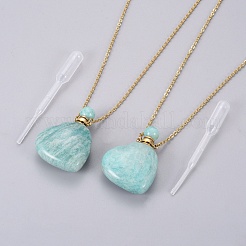 Collares pendientes de la botella de perfume abrible natural de amazonita&nbsp;G-K295-A04-G