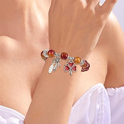 Bracelets à breloques en alliage émaillé avec trèfle&nbsp;BJEW-YW00008