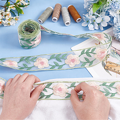 5 Yards Organzabänder mit Stickerei im chinesischen Stil&nbsp;OCOR-FG0002-18