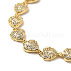 Bracelet chaîne à maillons en forme de cœur avec oxyde de zirconium cubique transparent&nbsp;BJEW-A132-05G