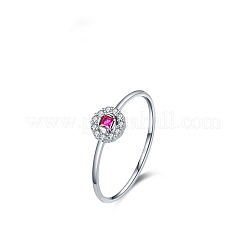 Anelli da dito in argento sterling con micro pavé di zirconi cubici placcati in rodio e fiore&nbsp;WGB6ED8-01