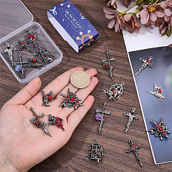 Ensemble de 24 pendentif gothique en alliage strass/acrylique/émail (12 styles différents).&nbsp;FIND-SC0023-29