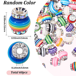 60 pieza de cuentas de resina con rhinestone y patrón de rayas en forma de linterna&nbsp;KK-SC0007-83