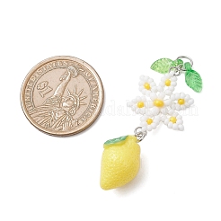 Glasperlen Zitrone mit großen Blumenanhängern&nbsp;PALLOY-MZ01077